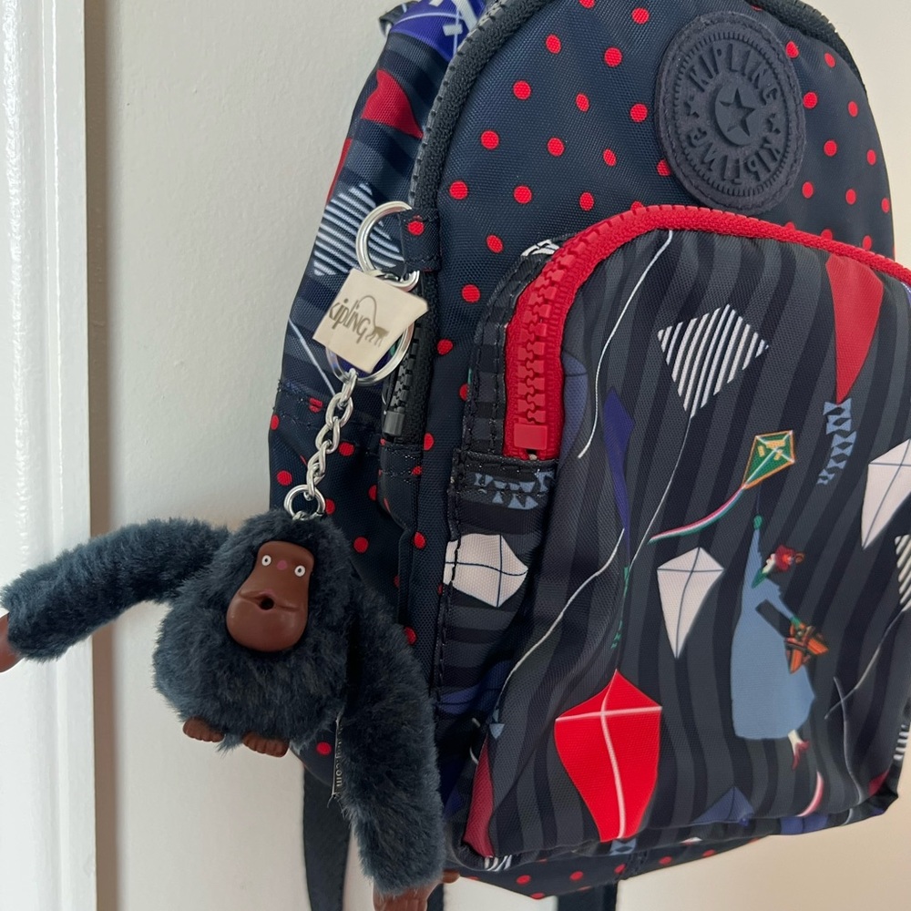 Kipling Kids Backpack with Red and Blue Patterns